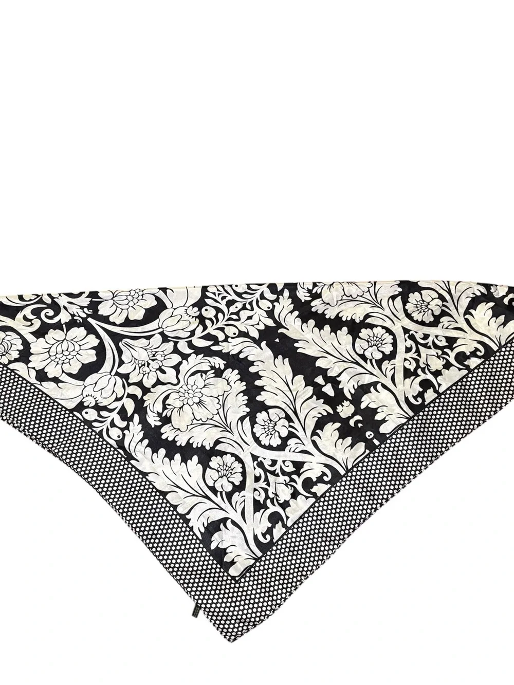 MOSI Satin Like Scarf Black & Cream Floral Damask‎ Print